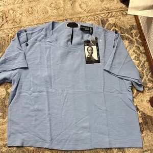 Attitudes by Renee Sky Blue Button Detail Tee - NWT